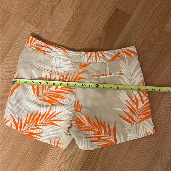 Sandro Orange and White Leaf Print Women's Bermudas - Picture 4 of 5